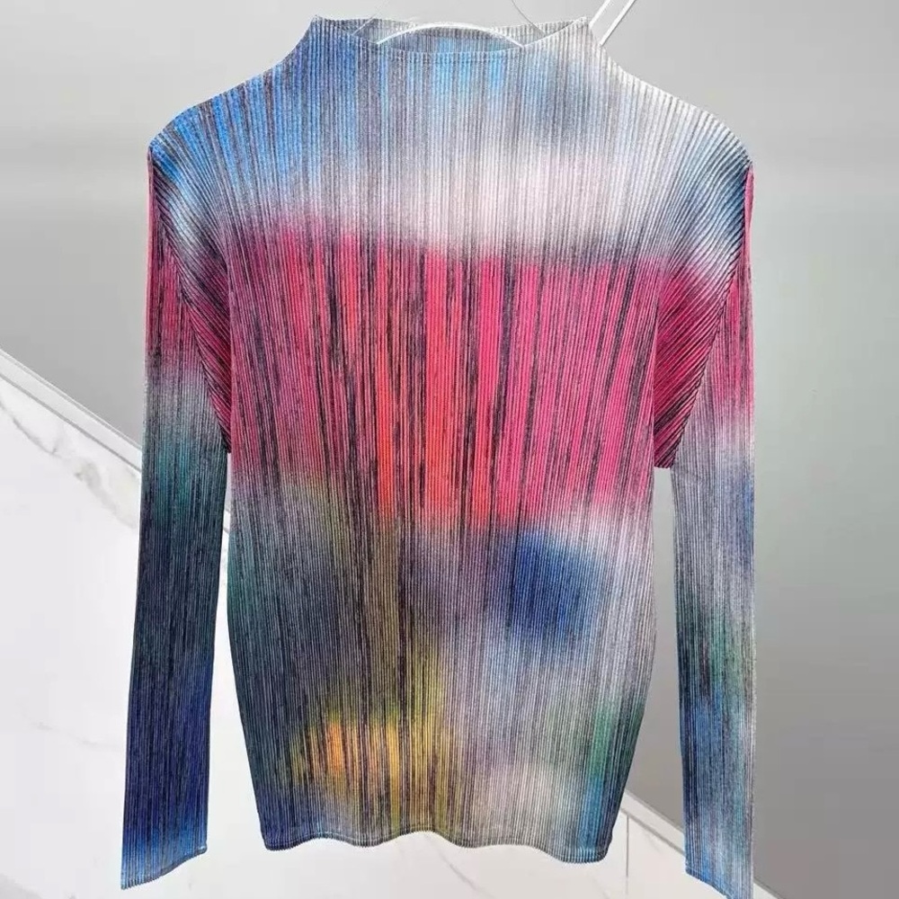 Multicolor micro-pleated Plisse Women's Top
